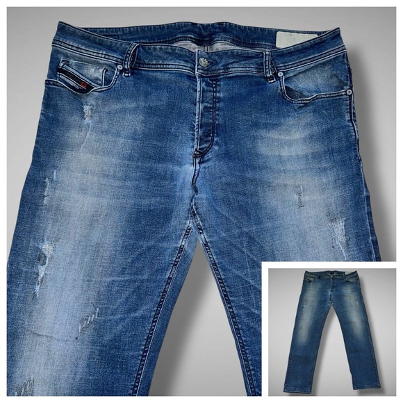 DIESEL SLEENKER Jeans Men's 0685N Stretch Slim Skinny Size W40 L34 ALTERED L29 - Picture 1 of 13